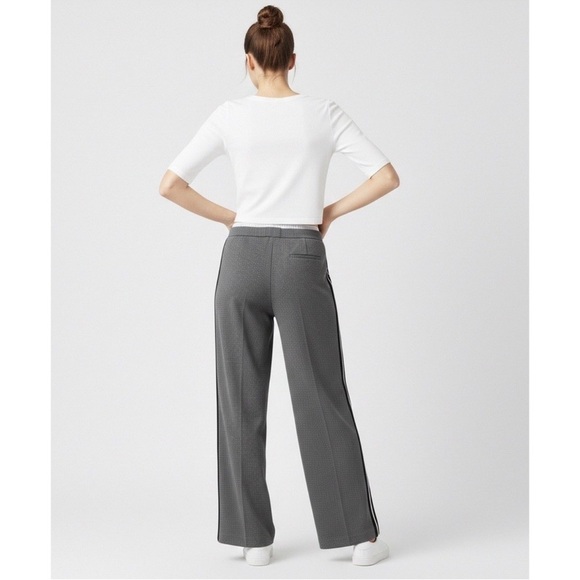 Zara Side Stripe Double Waistband Wide Leg Pants Heather Grey NWT Small - Picture 3 of 10
